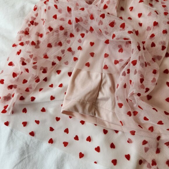 Lace & Beads tulle midi skirt in blush micro heart print - Picture 7 of 13